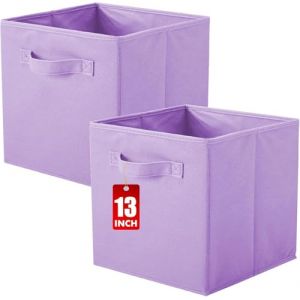 powerking Boîtes de rangement pour placards et jouets, boîtes de rangement en tissu pliables cube et organiseur de tissu, set de 2, 33 X 33 X 33 cm, Violet Clair (PowerKing FR, neuf)