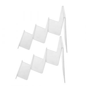 Beavorty 2 pièces Présentoir Acrylique Transparent Support pour Portefeuille et Accessoires Lot de Étagères Escalier pour Bureau et Comptoir (T Innovation·HX, neuf)