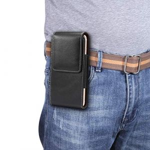 BAIERSI Etui Ceinture Universel en Cuir pour iPhone 11 Pro Max/XS Max Pochette Holster en Cuir pour Samsung Galaxy S10+/S9+/S8+/J4+/A50/A50S/A60/M30S/A20/A8+, Housse de Protection (Bioassay-EU, neuf)