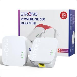 STRONG CPL AV600 Mbps, Box CPL HomePlug AV2, Plug & Play avec Bouton Pair, Port Ethernet 100 Mbps, Mode &eacute;conomie d&rsquo;&eacute;nergie, Design Miniature, Id&eacute;al pour Multi-TV, Kit de 2 (PL600M) (Yeppon, neuf)