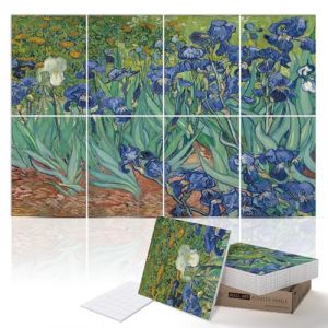 PINWELIFE&reg; Panneaux acoustiques insonorisants pour la maison/le bureau, d&eacute;coration absorbante, r&eacute;duction du bruit et de l'&eacute;cho (120x80x0.9cm) (Les Iris par Vincent Van Gogh) (Pinwelife, neuf)