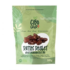 Dattes Deglet Nour Bio - 500g. Dattes Dénoyautées Séchées. Dattes Déshydratées Bio et Naturelles. (CiboCrudo Bio, neuf)