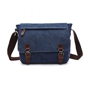 FANDARE Sacs bandouli&egrave;re Toile Sacoche Sacs &agrave; Main Homme Femme Sac Besace Sac d'&eacute;paule Adapter 12,9 Pouces Ordinateur Portable pour Travail Voyag Business Universit&eacute; Ecole Sac Messager Bleu fonc&eacute; (BEWMER S.R.L., neuf)