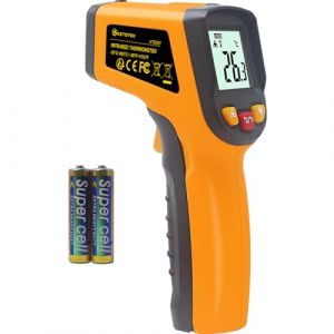 KETOTEK Laser Thermometre Infrarouge Pistolet Thermomètre Numérique -50-600°C Point Laser Pistolet Alimentaire Grade Professionnel Enregistreur 2×AAA Incluses (Jaune) (KETOTEK Store, neuf)