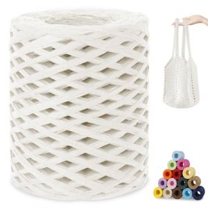 CAMAL Raphia &agrave; Crocheter, 200m Rafia Naturel Fil de Rafia Crochet pour Sac, 3mm Fil de Raphia Papier pour Crochet DIY Artisanat, Parti Chapeau, Bouquet De Mariage (Blanc) (CAMAL-UK, neuf)