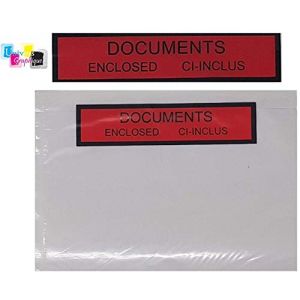 500 Pochettes porte-document ci-inclus format A6 (A4 plié en 4) adhésive transparente-imprimée documents ci/inclus-documents Enclosed. Pochette avec autocollant fort C6 petit colis,paquets (solutions-imprimerie, neuf)