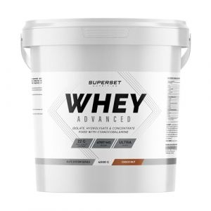 Superset Nutrition - 100% Whey Proteine Advanced (4kg) - 74% de protéines - Isolat + Concentrat + Hydrolysat, Digestion optimisée, Riche en BCAA et en glutamine - Choco-Nut (FITADIUM, neuf)