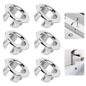 UKOFEW Anneau de Débordement d’Évier,6 Pièces Couvercle de Trop-Plein,Bouchon Trop Plein Lavabo,Cache Trou Lavabo,pour Lavabo, Salle de Bain, Cuisine (camelorapi2, neuf)