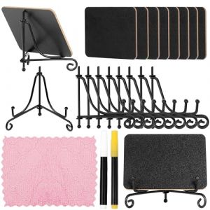 Belle Vous Lot de 10 Minis Tableaux Noirs avec Chevalets - Chevalet Porte Nom de Table en Ardoise - Double Face pour Menus, Num de Table, Messages, Décoration de Fête, Mariage & Anniversaire (Tinyyo Europe, neuf)