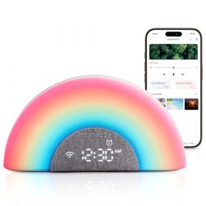 momcozy DreamSync Tech™ Machine à Sons Bébé 34 Bruitages Apaisants, Veilleuse Connectée par App, Programmeur de Sommeil avec Alarme Levé de Soleil et Haut-parleur Sans Fil (Smartlin, occasion)