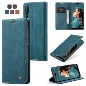 Cracedily Coque pour Huawei P20 Pro Pochette, Etui Protection Housse Premium en Cuir PU,Etui à Rabat Pochette de Portefeuille Étui pour Huawei P20 Pro Case, Bleu Vert (Cracedily, neuf)
