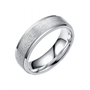 Epinki 6MM Bijoux Fille Mariage, Bague Mat Argent Bijoux Bague Fiancaille en Acier Inoxydable pour Femme Homme Taille 67 (EpinKi, neuf)