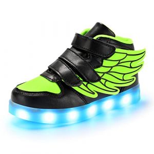 PADGENE Chaussures Enfants Garçon Fille Basket LED Lumineuse 7 Couleurs Clignotants USB Rechargeable Securité Mode, Vert, 25 EU (Padgene-FR, neuf)