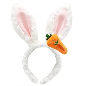 Serre-t&ecirc;te mignon avec oreilles de lapin, carotte, en peluche, pour adulte, pour P&acirc;ques, carnaval, accessoire de costume (taille D, taille unique) (jksmyx, neuf)
