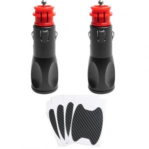 Bamyli 2 Pi&egrave;ces Prise Allume Cigare Male, Prise Allume Cigare 12V, Adaptateur Allume Cigare, Adaptateur M&acirc;le Pour Allume-Cigare Europ&eacute;ens Universelle avec 4 autocollants pour poign&eacute;e de voiture (YuYouFeiZhou, neuf)