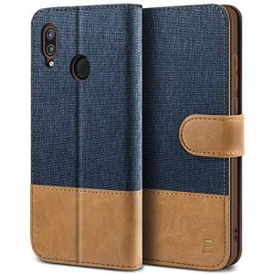 BEZ&reg; Coque pour Huawei P20 Lite, Etui pour Huawei P20 Lite Housse en Cuir de Protection, Portefeuille en Cuir Polyur&eacute;thane, Crochet, Pochette pour Monnaie, Fermeture Magn&eacute;tique, Bleu (TheBlingZ., neuf)