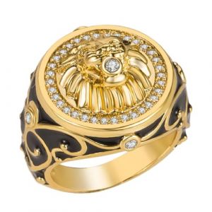 Bague Lion ÉTincelante, Bague Lion En Strass Pour Hommes, Bague Motard Animal Lion Hip Hop Bijoux TÊTe Lion Cristal DorÉ, Bague Lion Viking Bague Lion Rugissant Bague Punk Animal Lion (57) (MayiaHey, neuf)