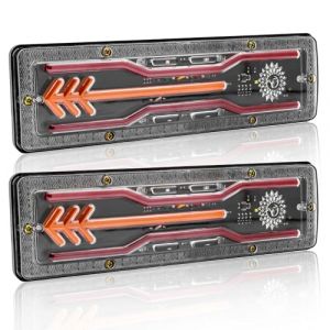 Biqiure 2PCS Feux de Remorque LED,Multifonctionnel Feux Remorque LED 12V 24V Feux arri&egrave;re,Feux Stop, Feux Position,Dynamique Clignotant pour Camion Caravane Tracteur (Mod&egrave;le D) (YuanGu, neuf)