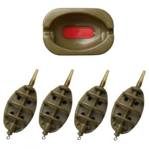Kit de 4 Nourrisseurs pour la P&ecirc;che &agrave; la P&ecirc;che Carpe avec Moule &agrave; D&eacute;tachement Rapide, 15/20/25/35g, Nourrisseurs en Ligne avec Plombs pour P&ecirc;che, Accessoires pour App&acirc;ts de P&ecirc;che &agrave; la Carpe (DINODANUBE TRADING, neuf)