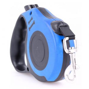 Laisse Extensible r&eacute;tractable Ergonomique pour Chiens jusqu'&agrave; 12 kilogrammes, Extensible 5 m, Bleue (REY &reg;, neuf)