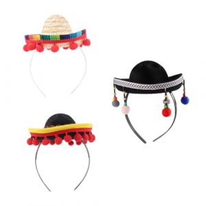 FRCOLOR 3pi&egrave;ces Chapeau Mexicain Bandeau de Festival Accessoires pour Cheveux Coiffe Style Mexicain pour D&eacute;guisement de F&ecirc;te (Different Quality, neuf)