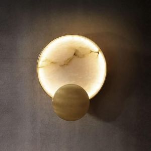 Applique murale cr&eacute;ative moderne chambre &agrave; coucher ronde en marbre applique murale 8W LED lampe murale base en fer forg&eacute; lanterne murale pour salon &eacute;tude couloir salle &agrave; manger ferme applique murale (JUNHEYOUMAOYI, neuf)