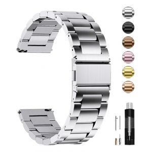 Fullmosa Bracelet de Montre en Acier Inoxydable 22mm Compatible avec Samsung Gear S3 Classic/Gear S3 Frontier/Galaxy Watch 46mm/Galaxy Watch 3 45mm,Garmin Venu 3/Venu 2 Argent&eacute; pour Homme/Femme (Fullmosa FR, neuf)