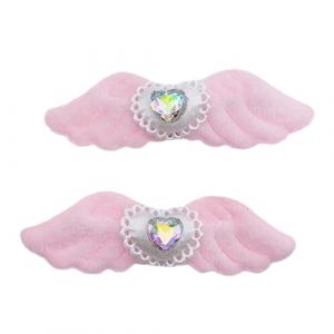1 paire d'&eacute;pingles &agrave; cheveux en forme d'aile en peluche avec strass c&oelig;ur d&eacute;calcomanies fille frange queue de cheval tresses pince &agrave; cheveux pour femme (huiouer, neuf)