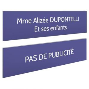 DECOHO - Plaque Boite aux Lettres Personnalisable - Lot de 2 plaques adhésives Violettes Lettres Blanches - 100 x 25 mm - Gravure la - Violet (DECOHO, neuf)
