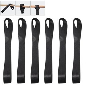 Lot de 6 boucles d'arrimage, 1000 kg, boucles de sangle, sangles d'arrimage, sangles d'arrimage, double anneau pour le transport de motos, vélos, motos de plage, noir (denghangsupstore, neuf)