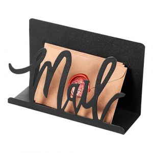 Oldmoom Organiseur de courrier noir avec découpes pour garder le bureau bien rangé, porte-lettres en métal, porte-documents, cartes postales, emplacements d'affichage pour enveloppes, cartes postales (Ceyuan inn, neuf)