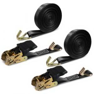 Sangle d'Arrimage 6m x 25 mm 2 Pièces, CIYIN Sangle à Cliquet avec Crochet, Sangle de Serrage pour Fixation Moto,Voiture,Porte Vélo,Bagage, Sangle Arrimage, Belastung BIS 800 kg (Noir) (XIUZAO, neuf)