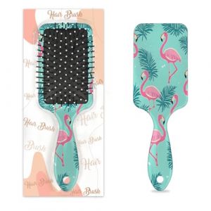 Mexpekil Brosse &agrave; cheveux de massage pour homme et femme - Brosse d&eacute;m&ecirc;lante pour cheveux humides ou secs - Peignes &agrave; coussin d'air doux (flamant rose feuilles tropicales) (HSYOYO, neuf)