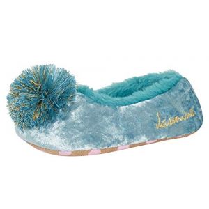 Disney Pantoufles Princesse Jasmine pour filles Aladdin en polaire doubl&eacute; de fourrure pour d&eacute;guisement de ballerine, bleu, 5 UK Child (Lora Dora, neuf)