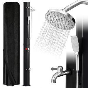 Eulenke Douche solaire de jardin 40 l avec pommeau de douche &agrave; effet pluie &agrave; 360&deg;, robinet et douchette, eau chaude max. 60 &deg;C, sans raccordement &eacute;lectrique, douche de piscine avec bouchon de vidange (NONGYF, neuf)