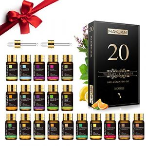 MAYJAM Coffret Huiles Essentielles 20pcs, Coffret Cadeau D'Huile Essentielle Pour Diffuseur, Humidificateur - Lavande Jasmin Eucalyptus Vanille Santal Orange Douce Rose Bergamote Et Plus (UTOPB-FR, neuf)