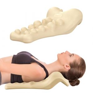 Fanlecy Relaxateur de nuque et d'épaules avec point de massage du haut du dos, appareil de traction cervicale pour soulager la douleur TMJ et alignement de la colonne cervicale, coussin chiropratique (Fanlecy, neuf)