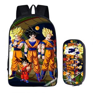 WANHONGYUE Dragon Ball Anime Image Backpack Set Sac d'école Cartable Boîte de Papeterie Sac à Dos + Trousse /3 (WANHONGYUE, neuf)