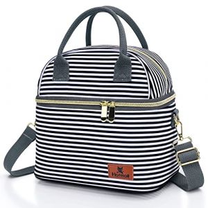 Hafmall Sac Isotherme Repas pour Homme Femme, Sac Lunch Isotherme Bureau &agrave; 2 Compartiments, Petit Lunch Bag pour Le Travail et L'&eacute;cole, &Agrave; Rayures (hafmall, neuf)