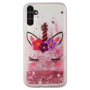 SIYOPINPFY Coque pour Samsung Galaxy A16 5G Étui Mignon, Transparent Paillette Liquide Quicksands Housse, Protection Antichoc Souple TPU Silicone Etui pour Samsung Galaxy A16 5G, Licorne clin d'œil (SIYOPINPFY, neuf)