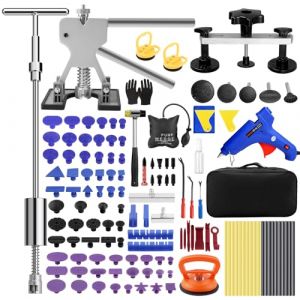 PDR TOOLS Kit de réparation de bosses de voiture Paintless Dent avec marteau à percussion en T, extracteur de pont, lève-bosses et pistolet à colle pour carrosserie, dommages de grêle, bosses de porte (superpdrall, neuf)