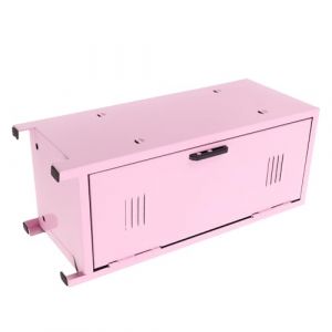 HONITANO Armoire de Rangement M&eacute;tallique Compacte pour Maquillage Rose Coffret &agrave; Bijoux avec Serrure et Cl&eacute;s Organisateur Cosm&eacute;tique S&eacute;curis&eacute; pour Bureau Maison et Salle de Bain (LUWELI, neuf)