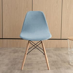 Highdi Housse de Chaise Scandinave en Velours Extensible Luxe - Pour Salle &agrave; Manger, Cuisine, Salon, Bureau - Sans Accoudoirs (Bleu Clair, 1 Pi&egrave;ce) (Highdi, neuf)