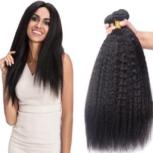 AiPliantfis Tissage Bresilien en lot Tissage Cheveux Humain Bundles Yaki Wave Human Hair 3 Bundles Natural Black Color Grade 8 A Brazilian Remy Hair Real Hair Bundles for Women 16 18 20 Pouce (GongBei Hair, neuf)