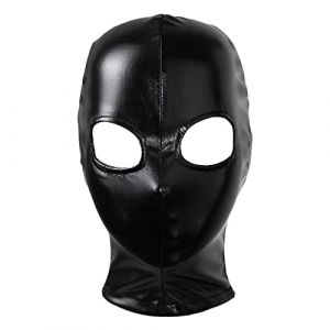 dPois Cagoule Sexy Latex 3D Protection Hiver Homme Femme Unisexe Visage Ski Moto Vélo Paintball Déguisement Halloween Costume Cosplay Assassin Carnaval Mascarade Gb Noir Taille unique (dPois eu, neuf)