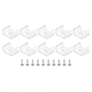 TOP-VIGOR Lot de 50 clips de fixation pour bande lumineuse LED, supports de fixation en plastique, bande LED étanche avec vis pour ruban lumineux néon RVB de 12 mm, transparent (Top-Vigor Top Sales, neuf)