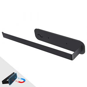 EXLECO Porte Sopalin Magnétique INOX Porte Essuie Tout Mural avec Forte Adsorption Supports pour Papier Essuie-Tout Porte Rouleau Papier Cuisine pour Réfrigérateur Micro-Ondes Armoire en Métal Noir (ZLH2019, neuf)