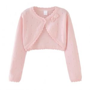 Proumhang Cardigan Bolero Shrug pour Filles Chandails &agrave; Manches Longues en Coton Tricot&eacute; Ch&acirc;le &agrave; Un Bouton Veste Sweatshirt Manteaux Robe Couvrante pour Enfants 3-10 Ans Rose 100 (labellevie_NO1, neuf)
