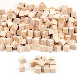 Cube Bois 500 Pcs Petit Cube en Bois 1cm Blocs Carrés Boiseries Naturels Cube Bois Brut Vide Cube Deco Bois Brut pour Coloriage, Dessin, Décoration, Blocs de Construction, Bricolage (TongKai, neuf)