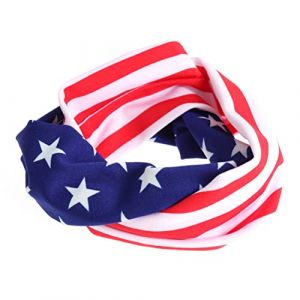SAFIGLE 2 pièces Bandeaux Patriotiques Usa Lot de Tête Élastique avec Motif Drapeau Américain Accessoire pour Fête de Indépendance et Événements Patriotiques (Grand Di, neuf)
